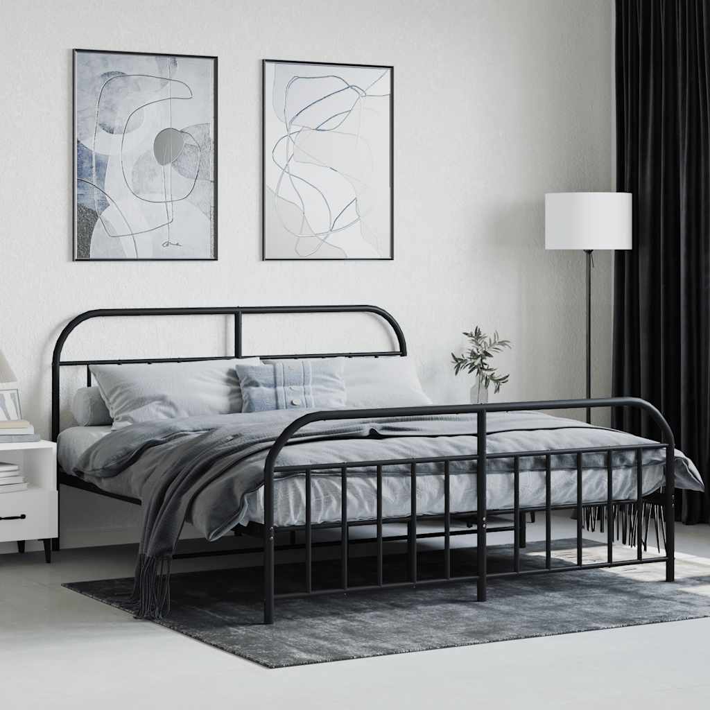 Bed Frame | Black | Powder-Coated Steel | 160 x 200 cm | Bed Frame