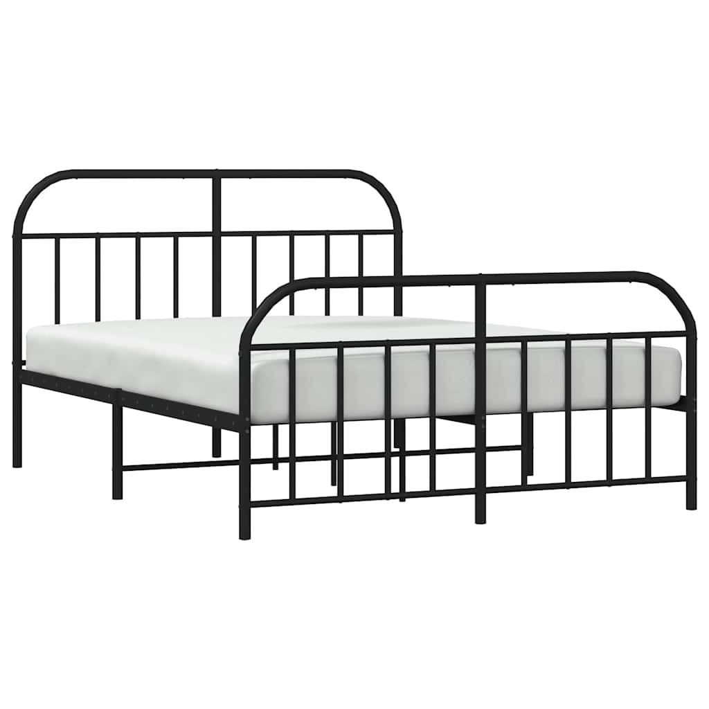 Metal Bed Frame without Mattress with Footboard Black 180x200cm
