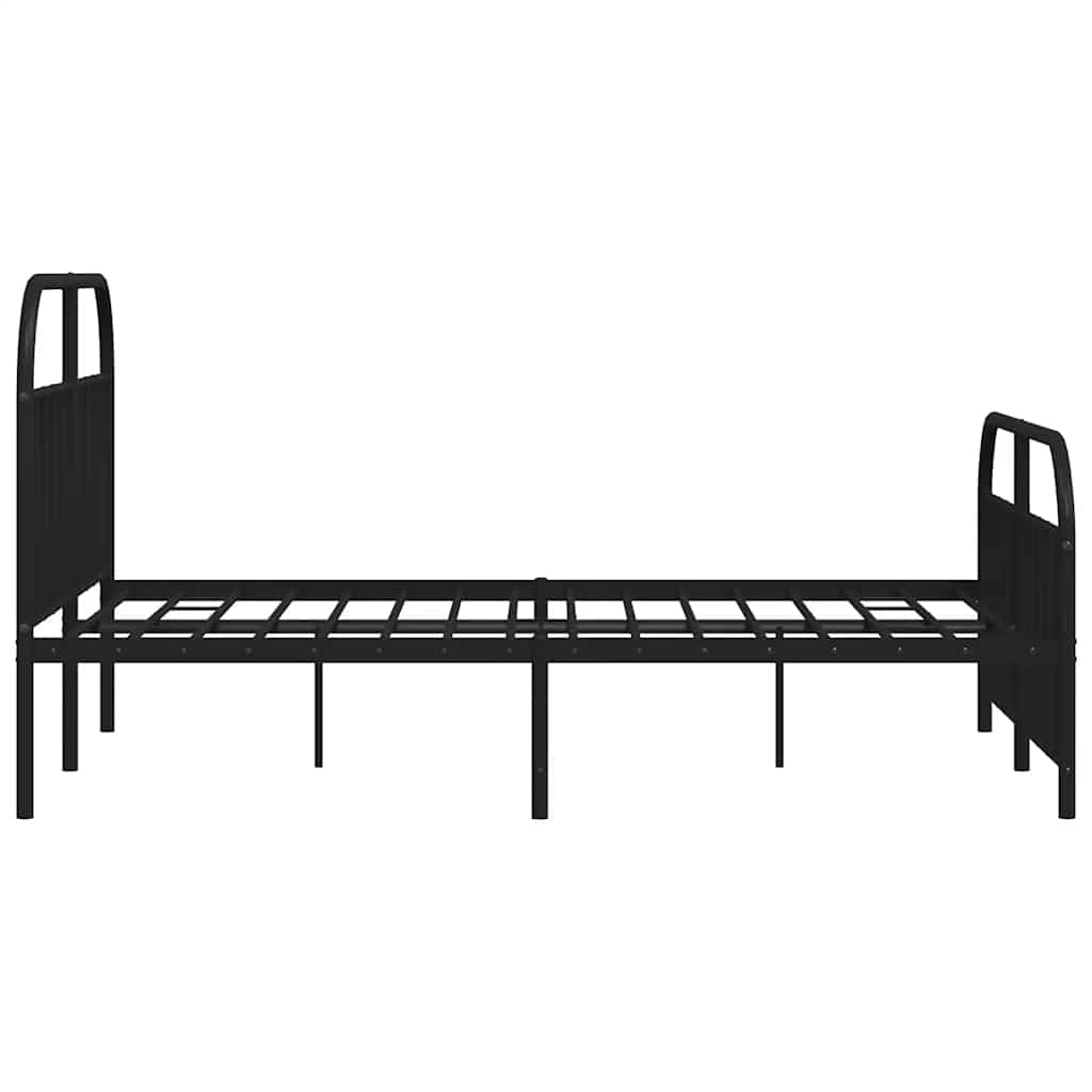 Metal Bed Frame without Mattress with Footboard Black 180x200cm