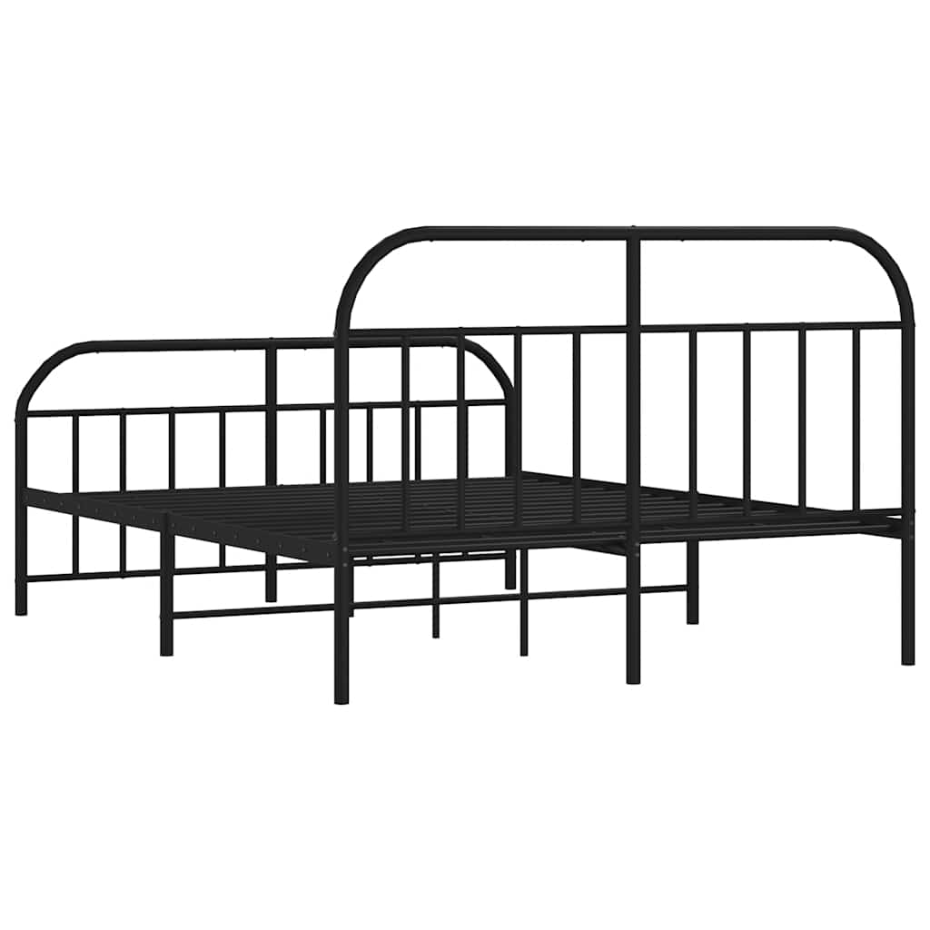Metal Bed Frame without Mattress with Footboard Black 183x213cm