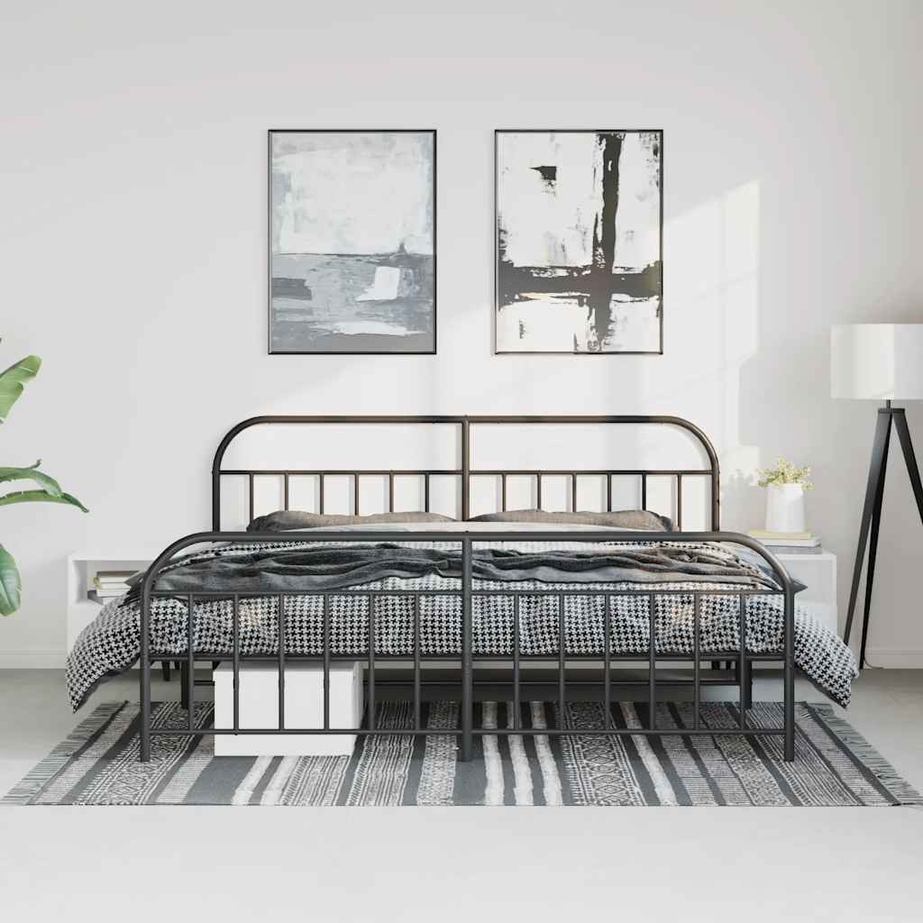 Bed Frame | Black | Powder-Coated Steel | Double-sized | Bed Frame