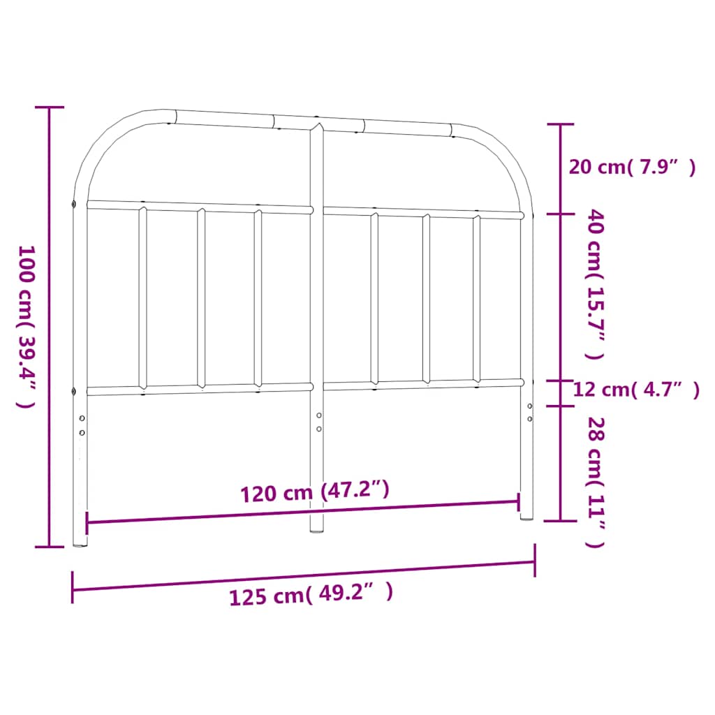Metal Replace Headboard Black 120 cm