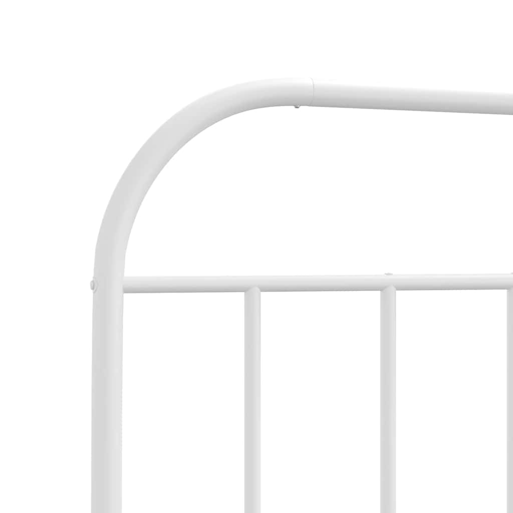 Metal Bed Frame without Mattress with Headboard White 100x190cm