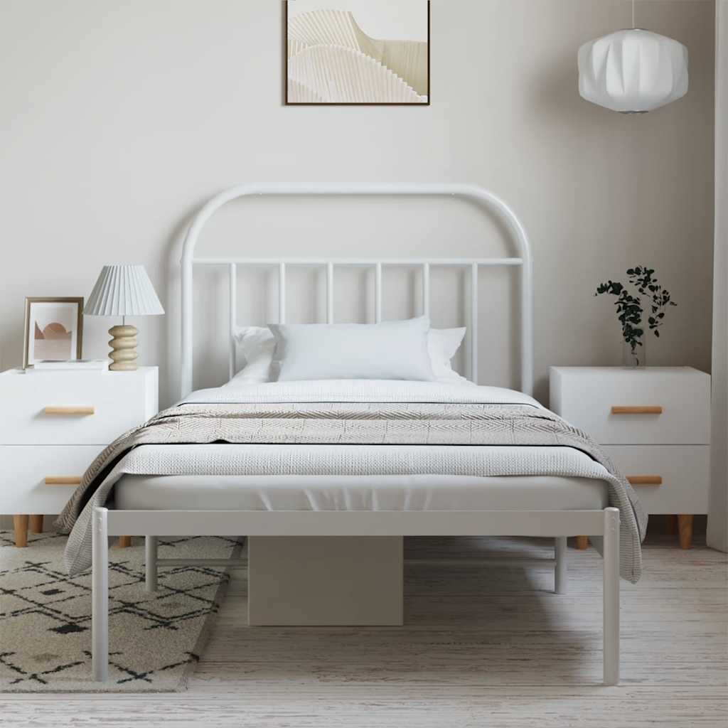 Bed Frame | White | Powder-Coated Steel | Single | Bed Frame