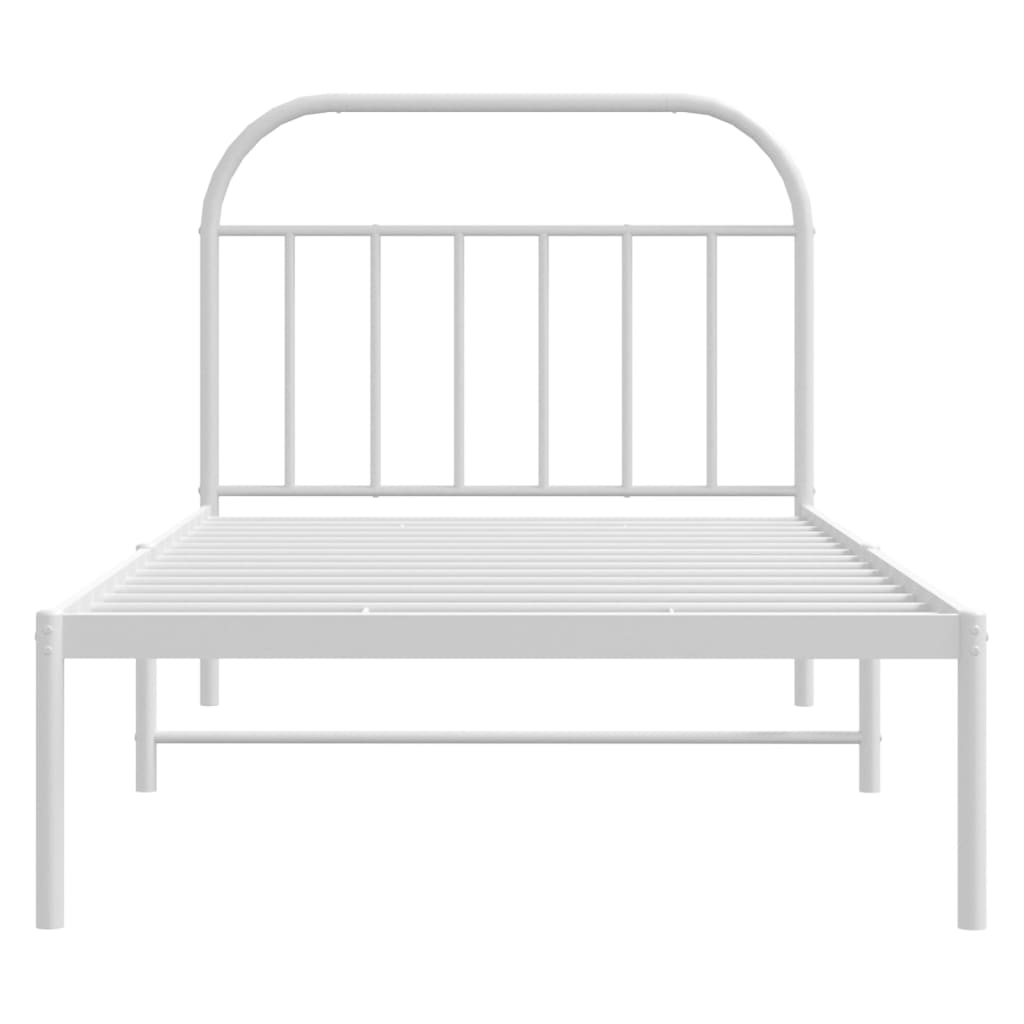 vidaXL Metal Bed Frame without Mattress with Headboard White 107x203cm