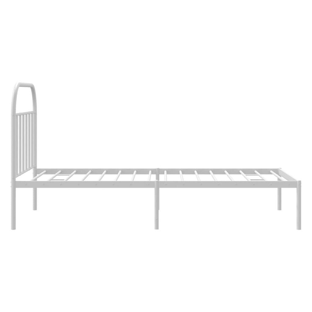 vidaXL Metal Bed Frame without Mattress with Headboard White 107x203cm