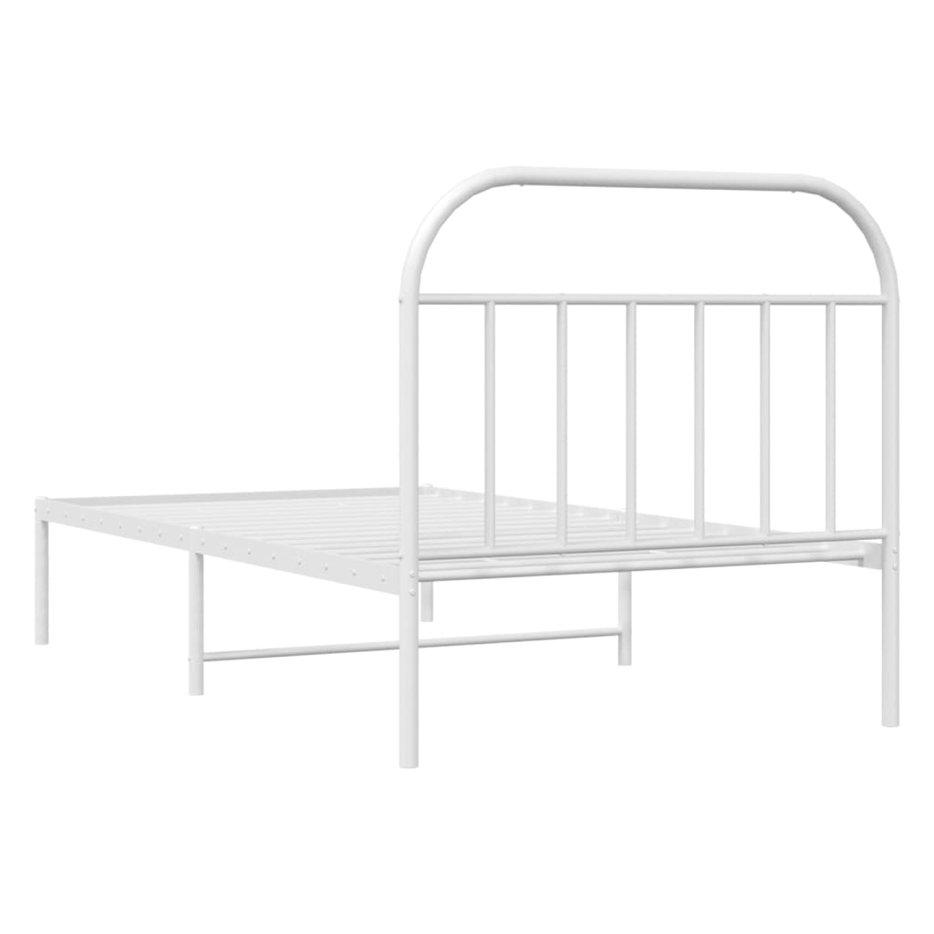 vidaXL Metal Bed Frame without Mattress with Headboard White 107x203cm