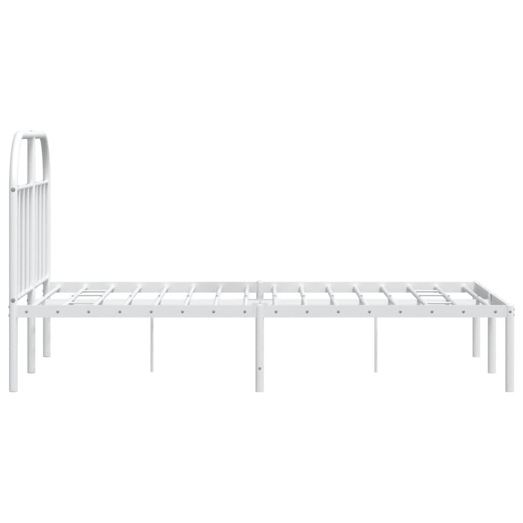 Metal Bed Frame without Mattress with Headboard White 120x200cm