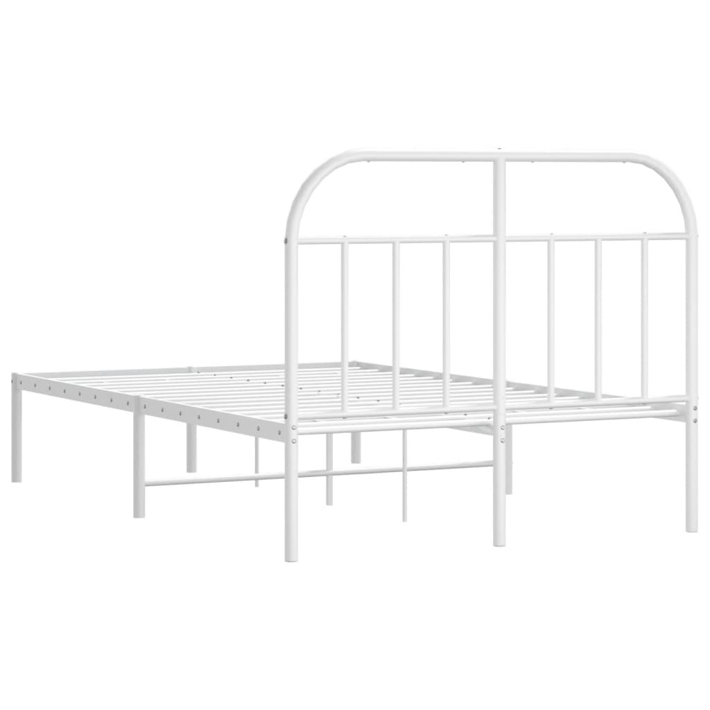 Metal Bed Frame without Mattress with Headboard White 120x200cm