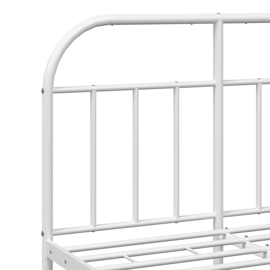 Metal Bed Frame without Mattress with Headboard White 120x200cm