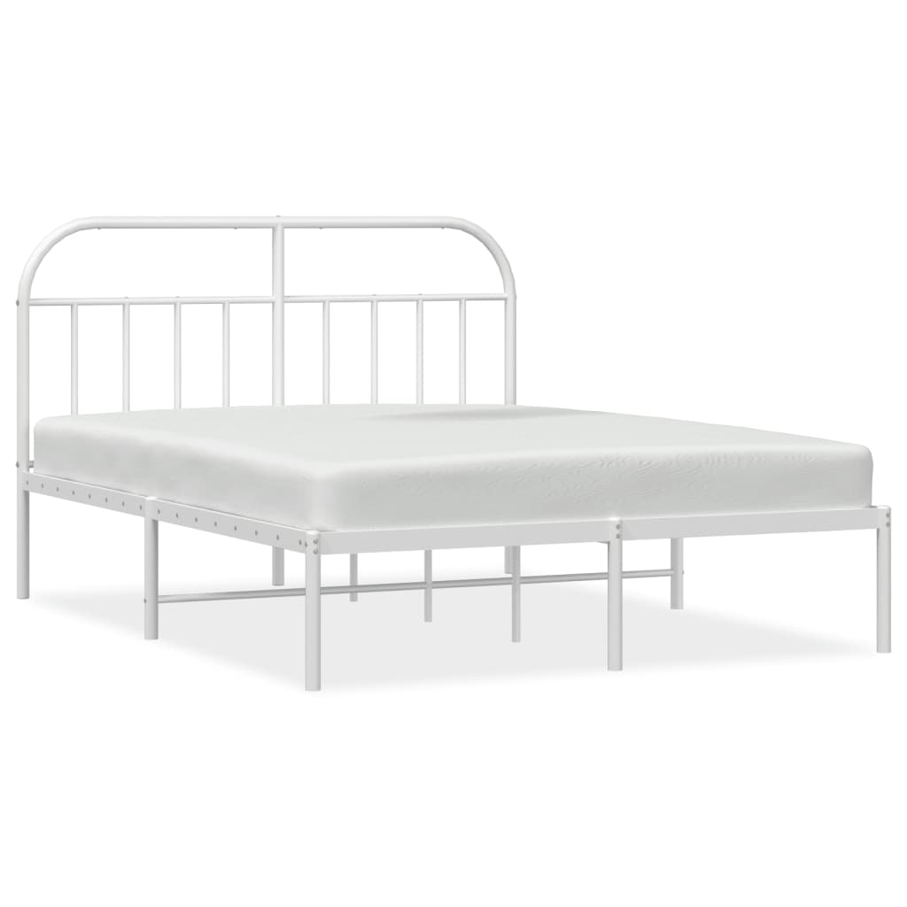 Bed Frame | White | Powder-Coated Steel | 140x190 cm | Bed Frame