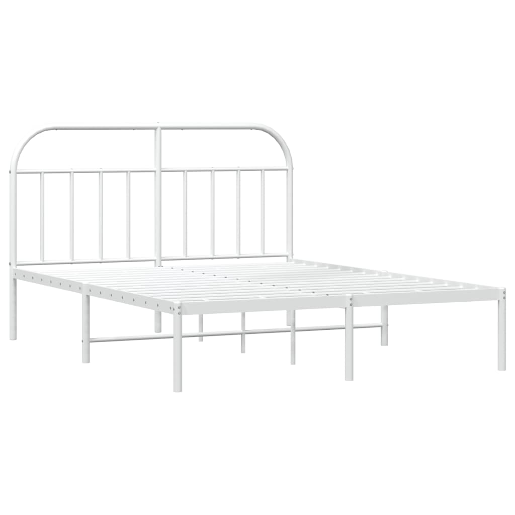 Bed Frame | White | Powder-Coated Steel | 140x190 cm | Bed Frame