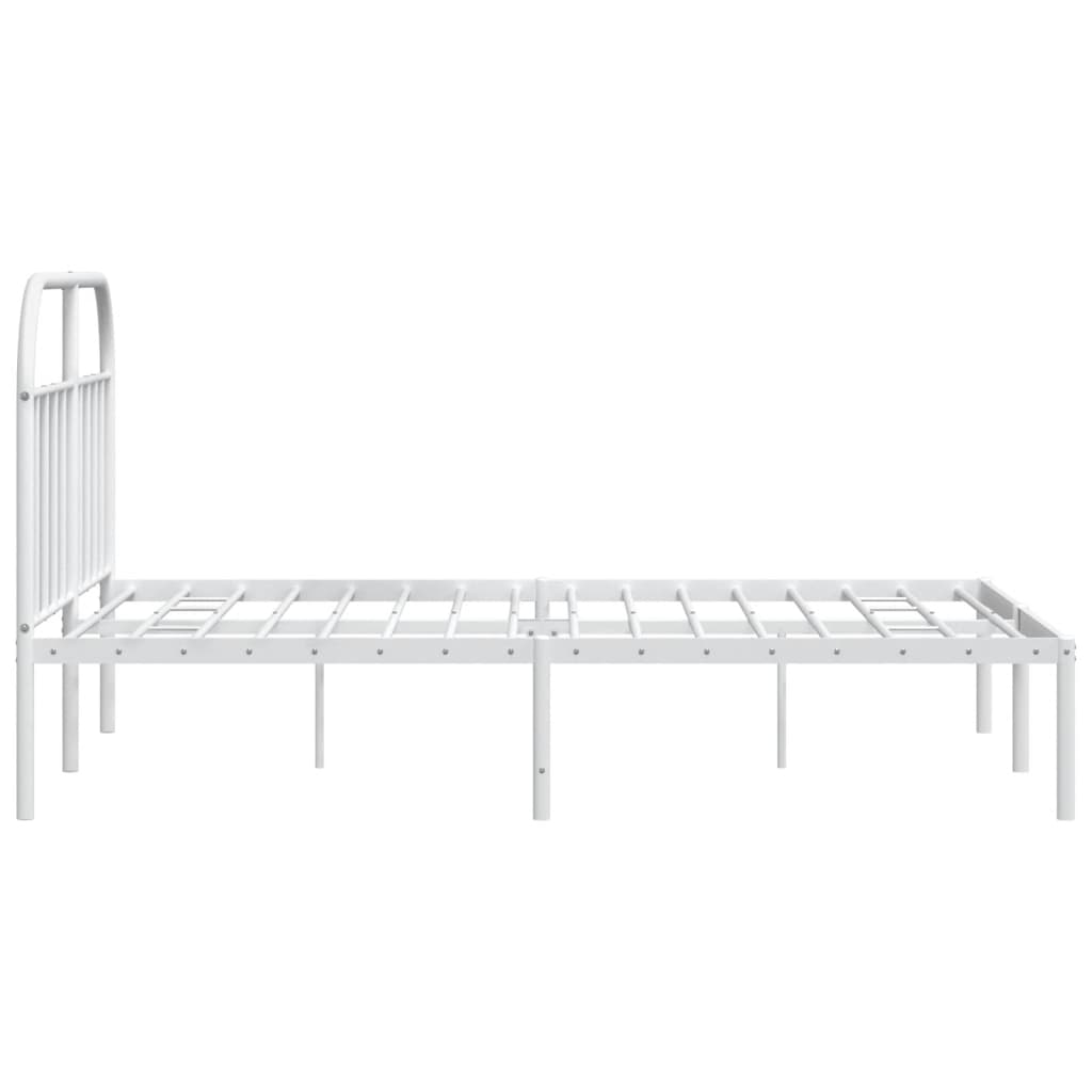Bed Frame | White | Powder-Coated Steel | 140x190 cm | Bed Frame