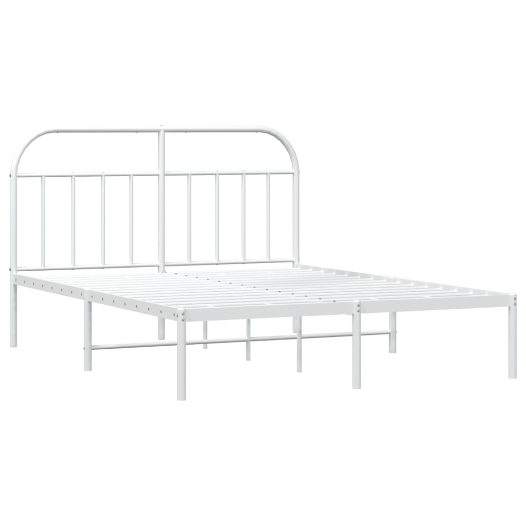 vidaXL Metal Bed Frame without Mattress with Headboard White 150x200cm