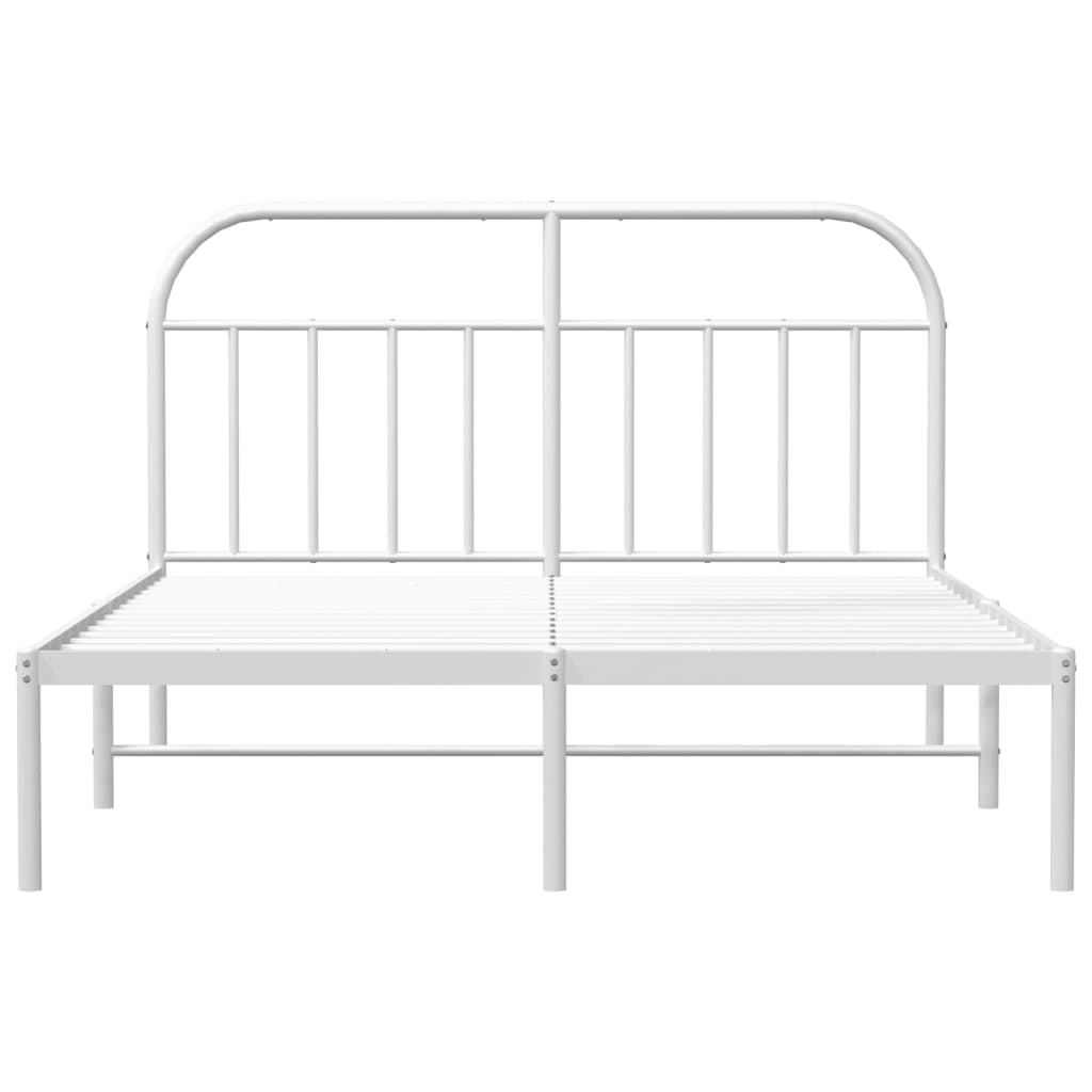 vidaXL Metal Bed Frame without Mattress with Headboard White 150x200cm