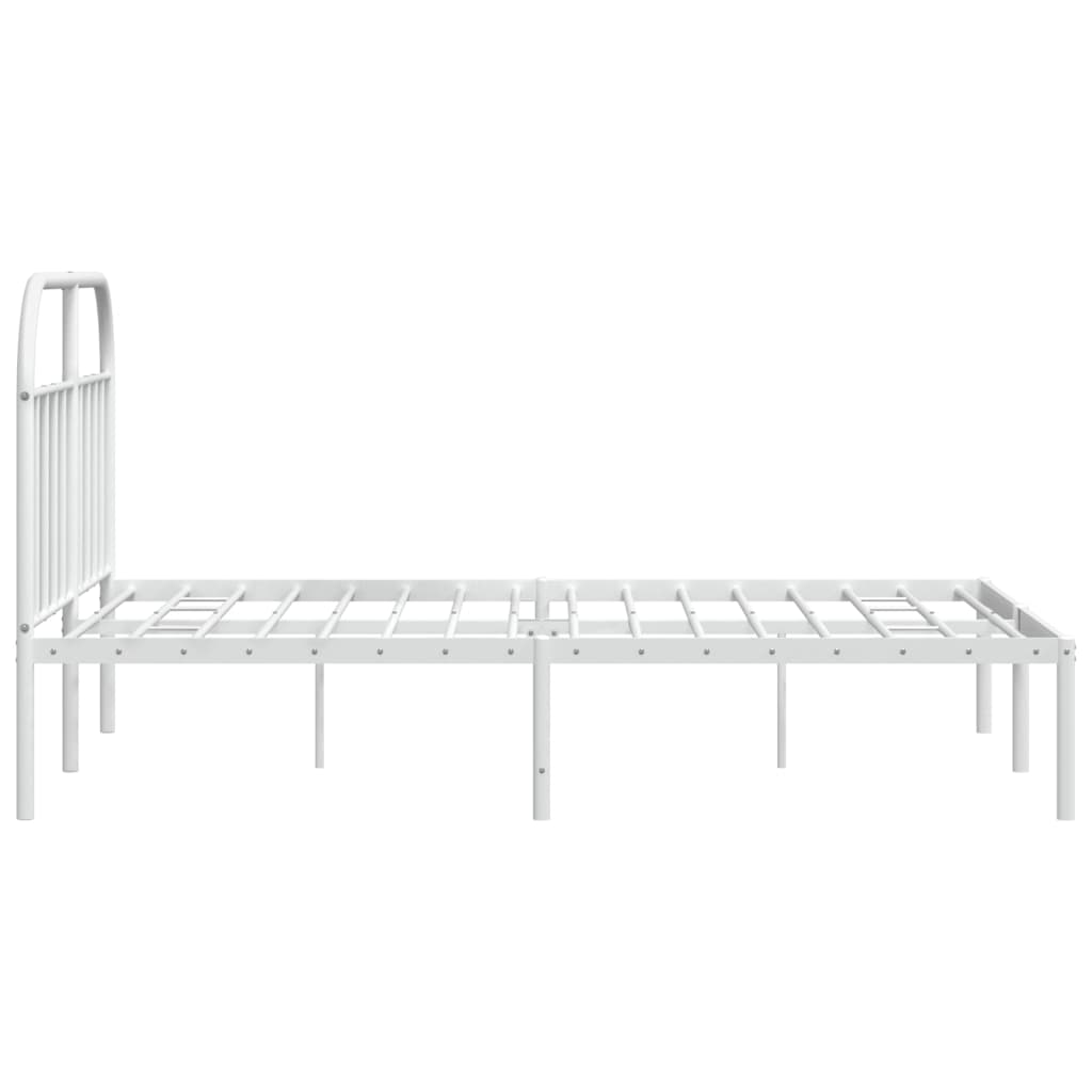 vidaXL Metal Bed Frame without Mattress with Headboard White 150x200cm