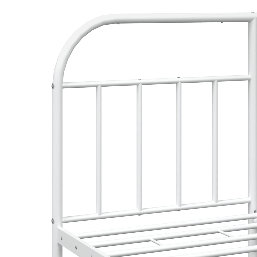 vidaXL Metal Bed Frame without Mattress with Headboard White 150x200cm