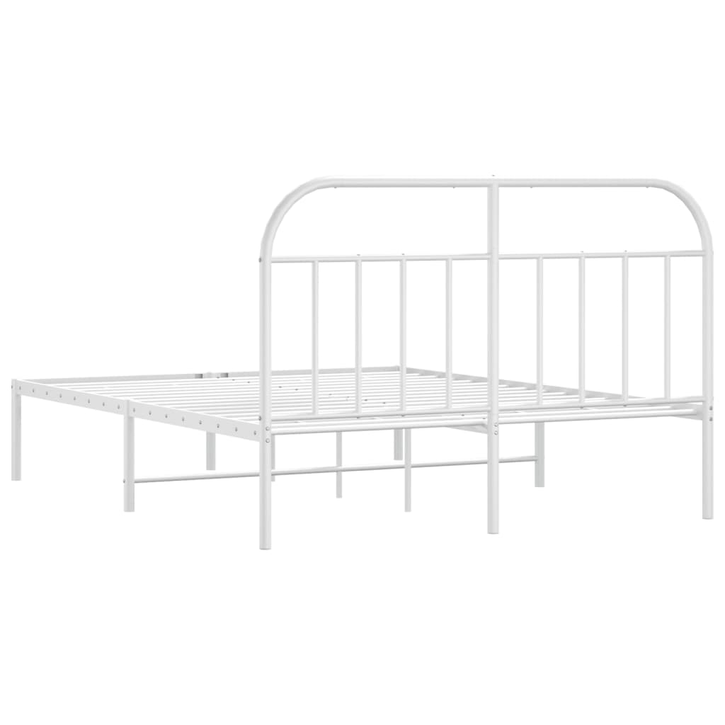 Metal Bed Frame without Mattress with Headboard White 180x200cm