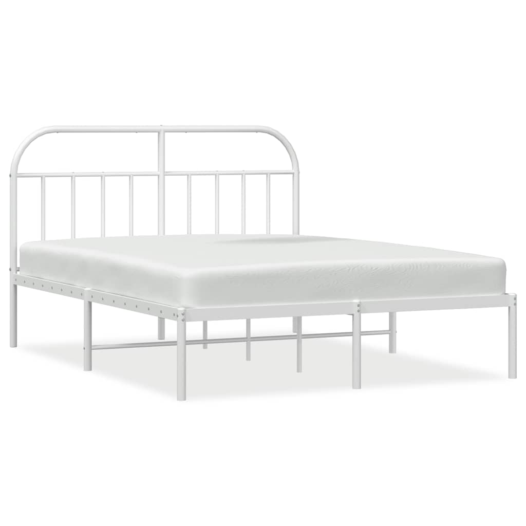 Bed Frame | White | Powder-Coated Steel | Double | Bed Frame
