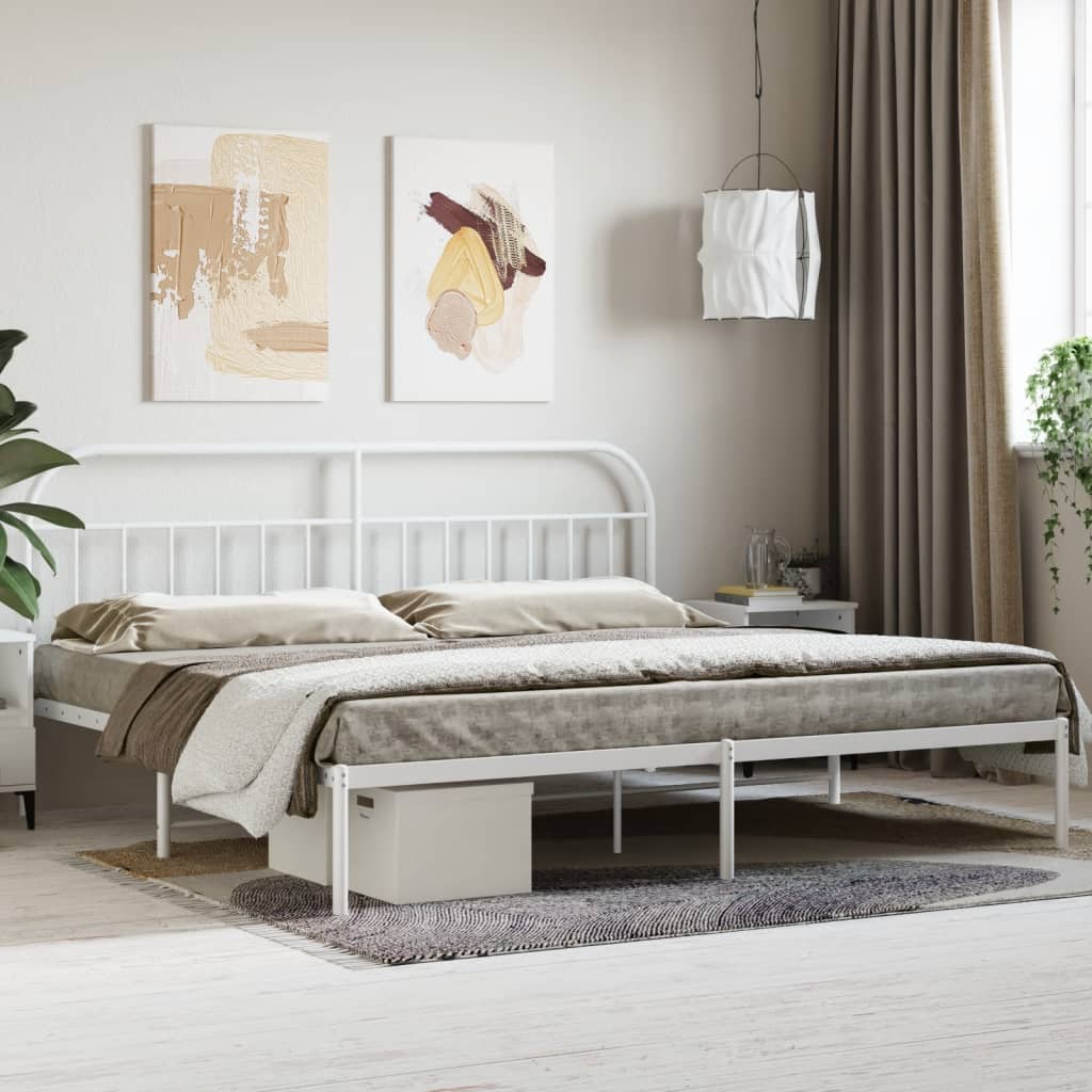 Bed Frame | White | Steel | 200x200 cm | Bed Frame | Rectangular
