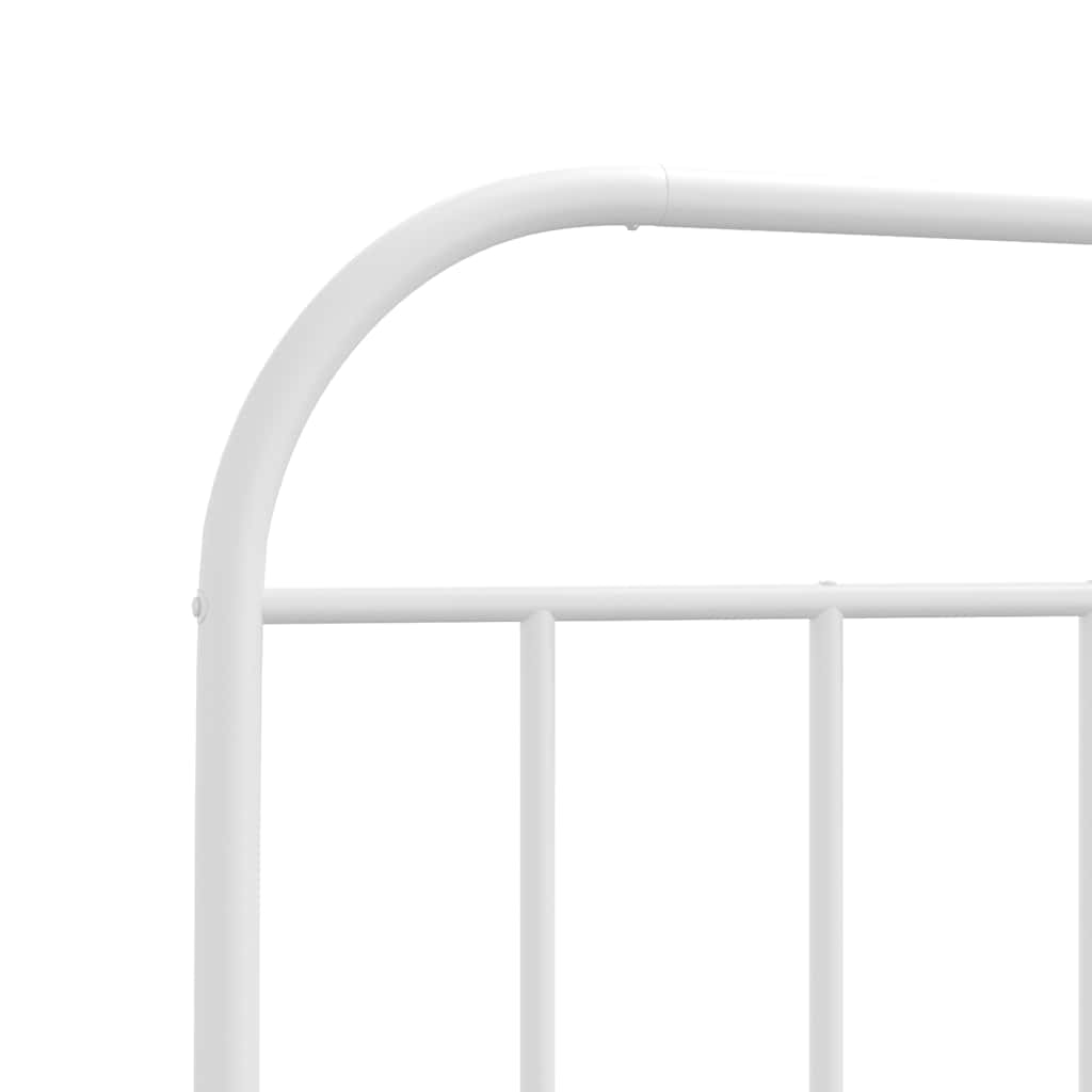 Metal Bed Frame without Mattress with Footboard White 100x190cm