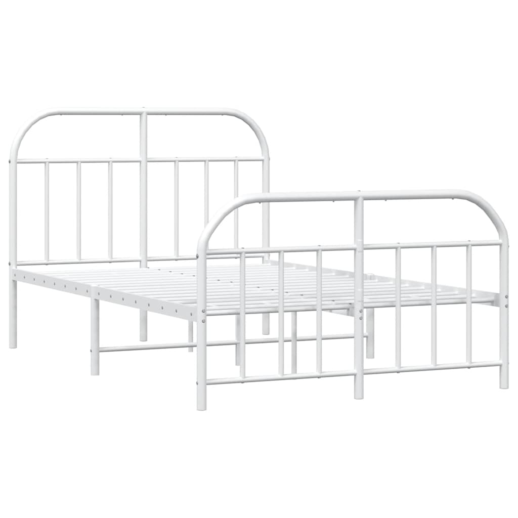 Bed Frame | White | Powder-Coated Steel | Double | Bed Frame