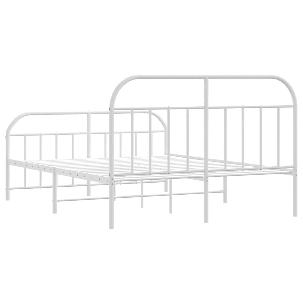 Metal Bed Frame without Mattress with Footboard White 140x200cm