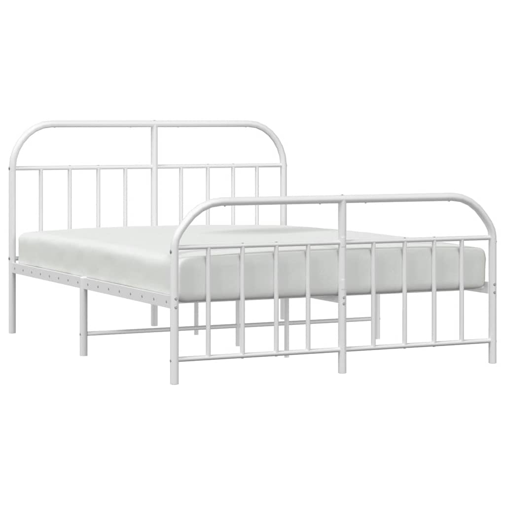 Metal Bed Frame without Mattress with Footboard White 150x200cm