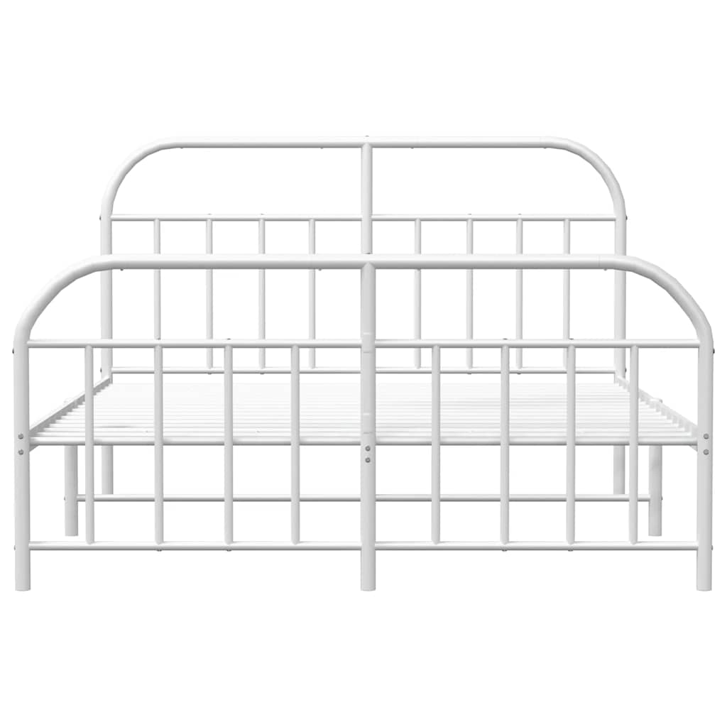 Metal Bed Frame without Mattress with Footboard White 150x200cm