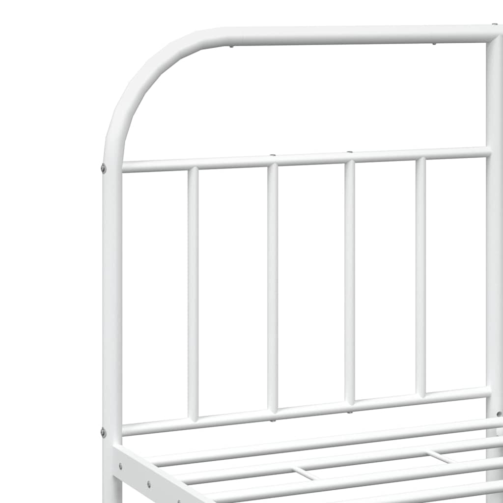 Metal Bed Frame without Mattress with Footboard White 150x200cm