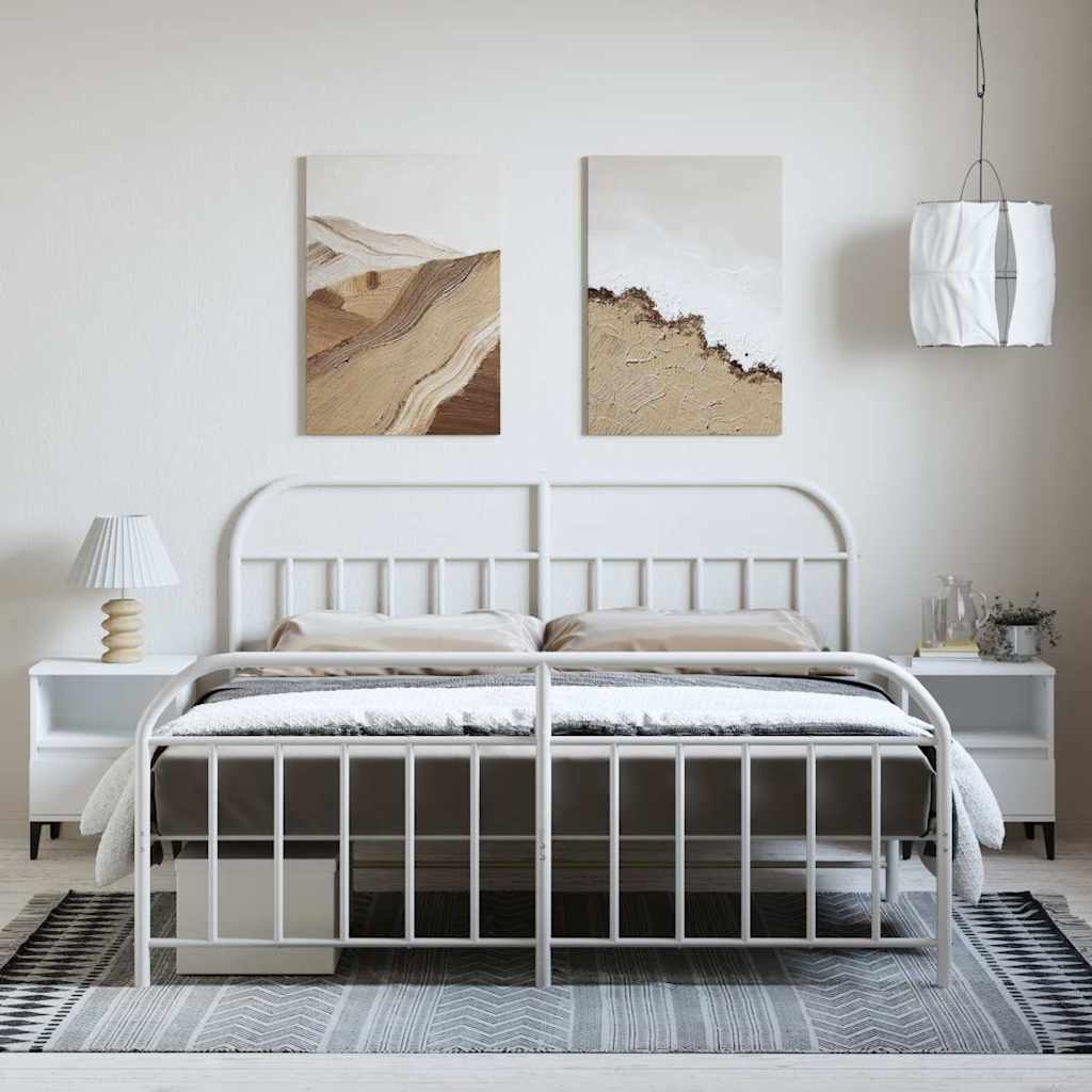 Bed Frame | White | Powder-Coated Steel | Double | Bed Frame