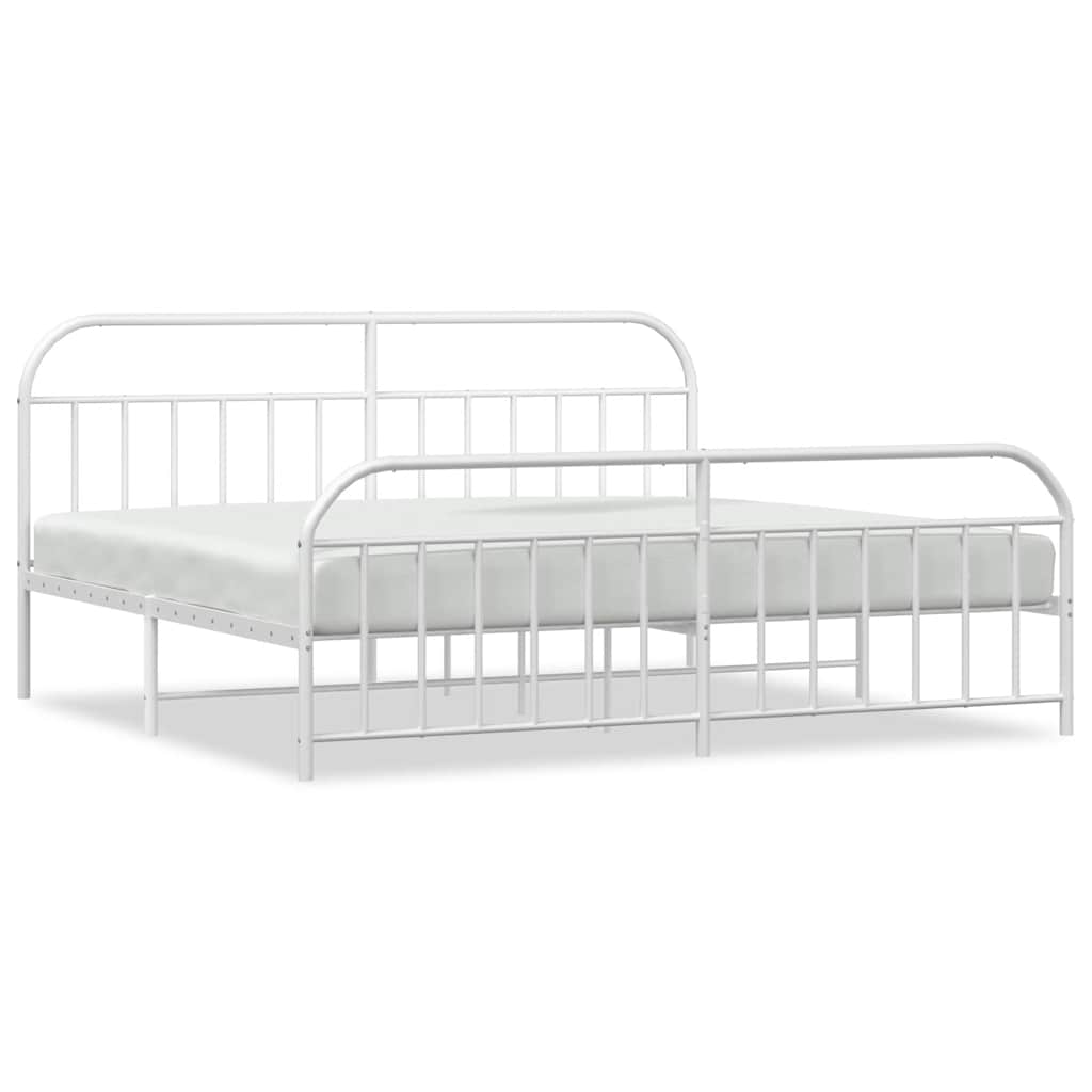 Bed Frame | White | Powder-Coated Steel | Double | Bed Frame