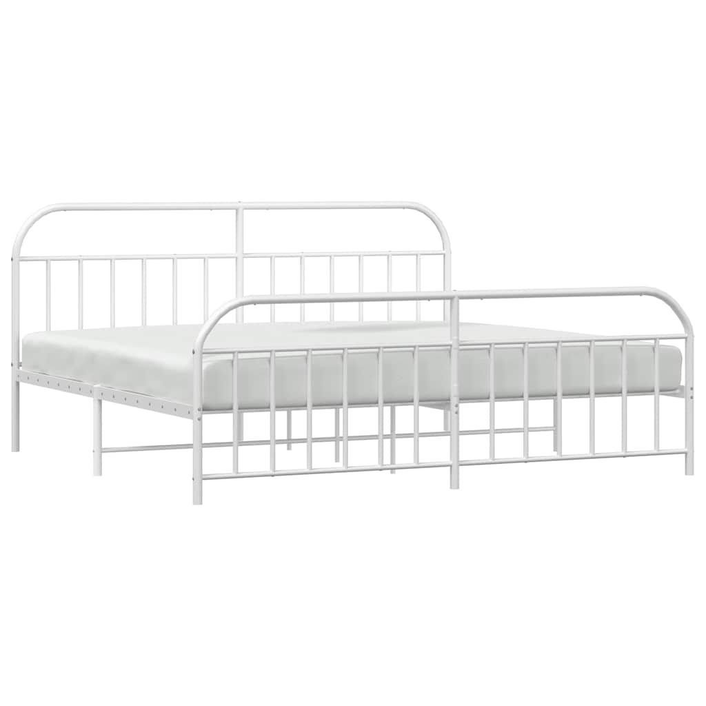 Bed Frame | White | Powder-Coated Steel | Double | Bed Frame