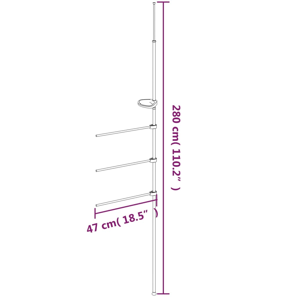 vidaXL Towel Rail 47x280 cm Aluminium