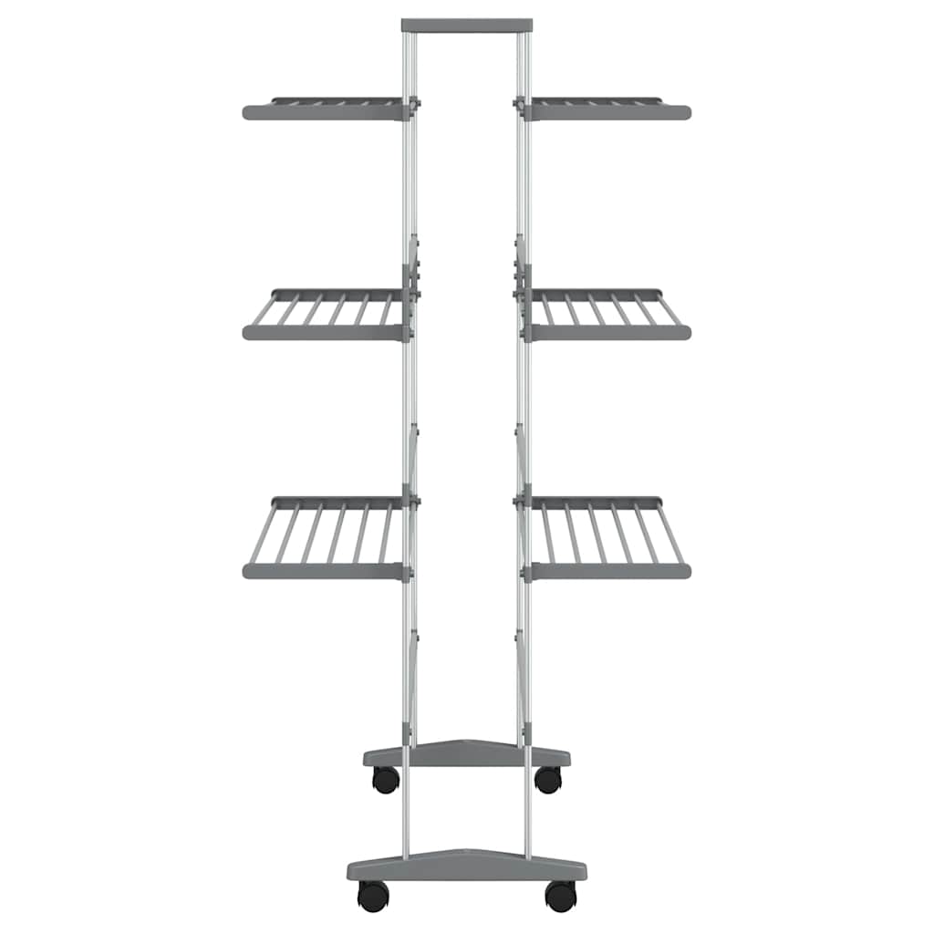 Laundry Drying Rack with Wheels 89x64x129 cm Aluminium