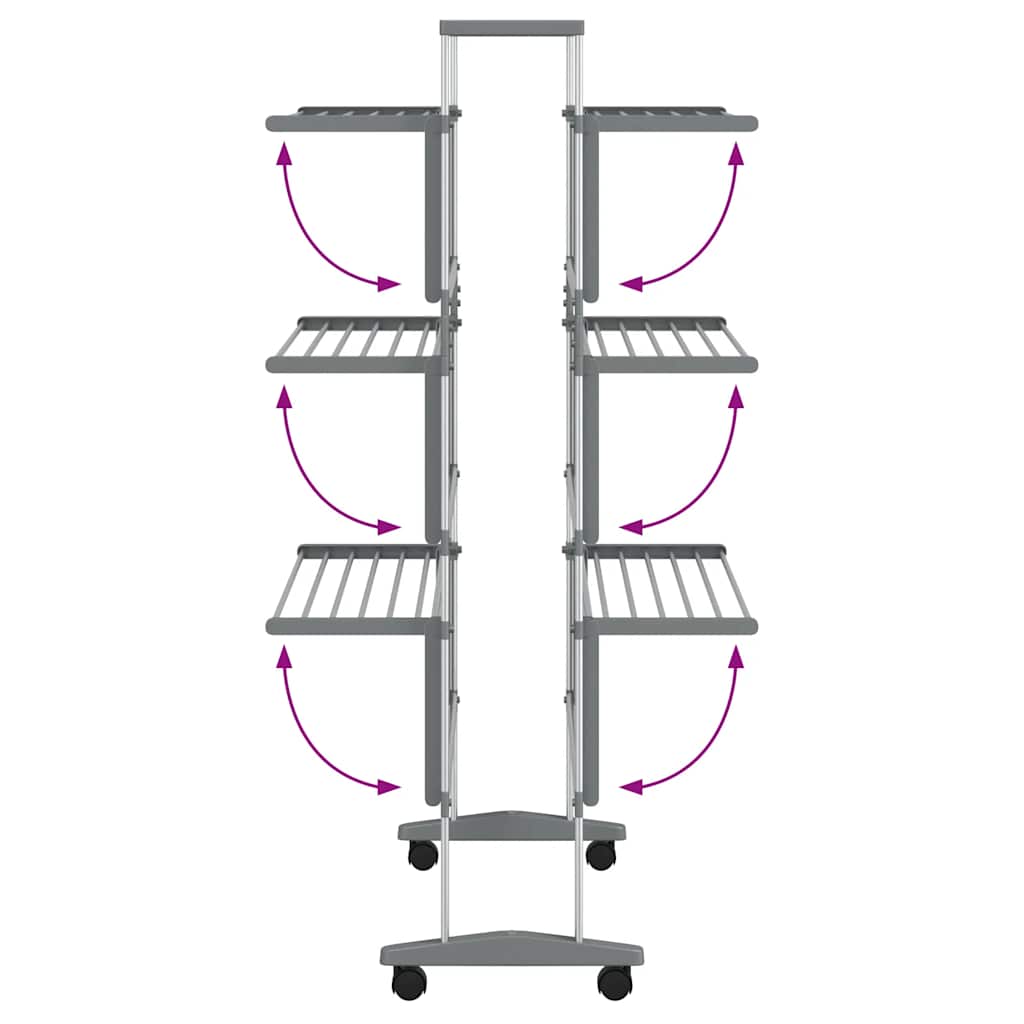 Laundry Drying Rack with Wheels 89x64x129 cm Aluminium