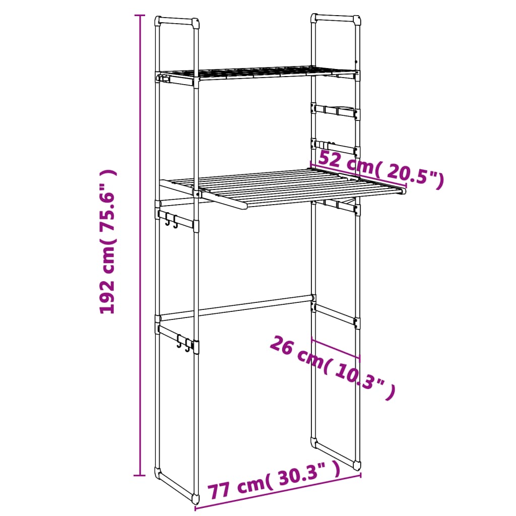 vidaXL Washing Machine Shelf 77x52x192 cm Aluminium