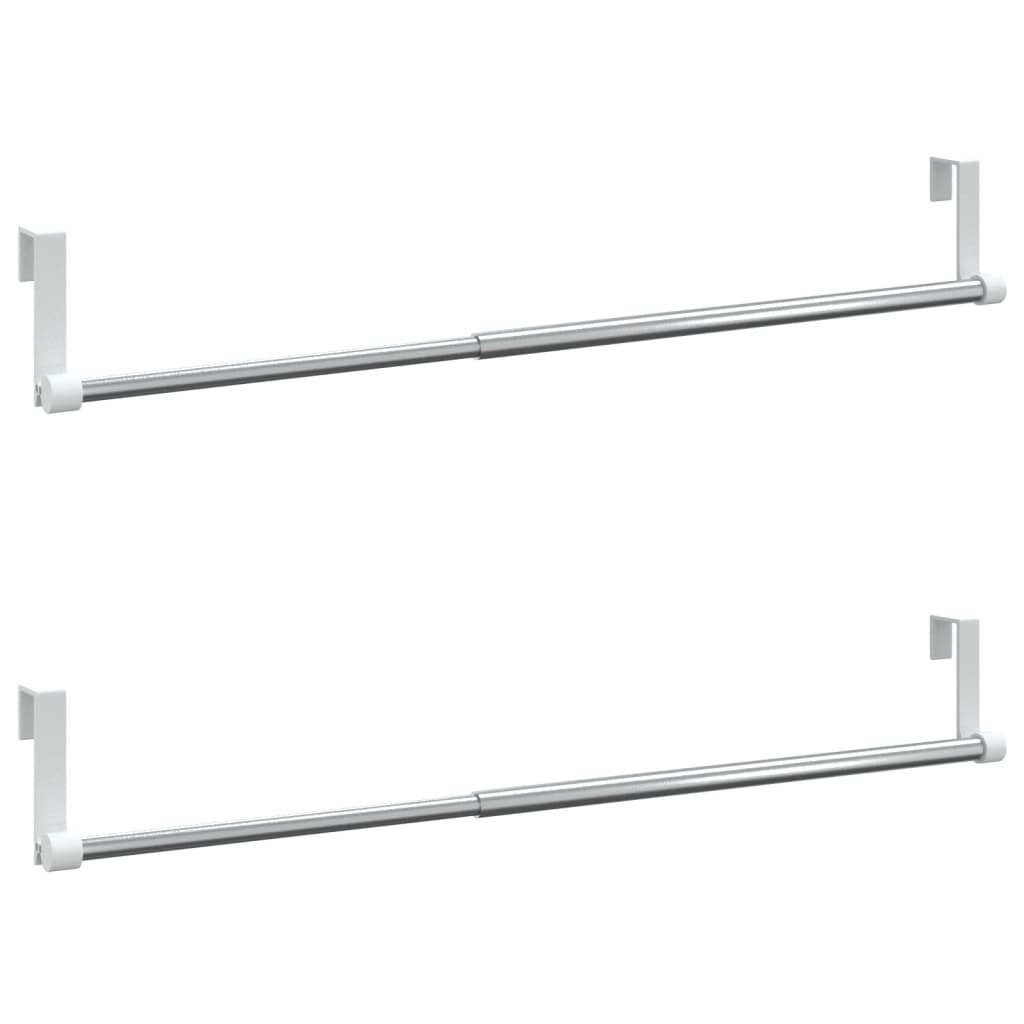 Curtain Rails 2 pcs White and Silver 40-60 cm Aluminium