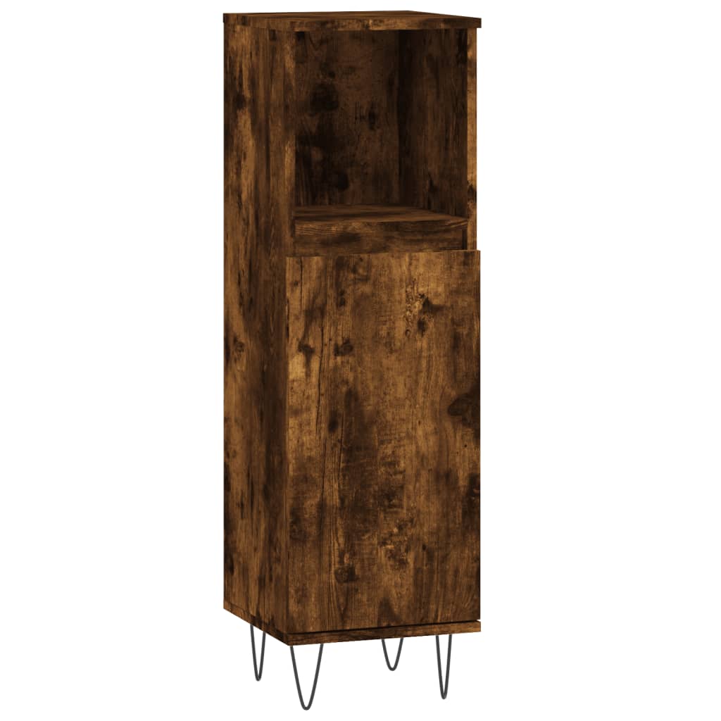 3 Piece Bathroom Cabinet Set Smoked Oak Engineered Wood