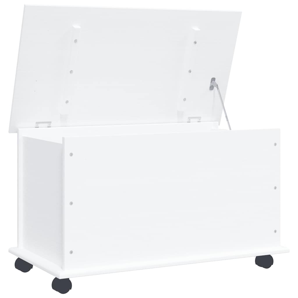 Storage Chest with Wheels ALTA White 73x39.5x43 cm Solid Wood Pine