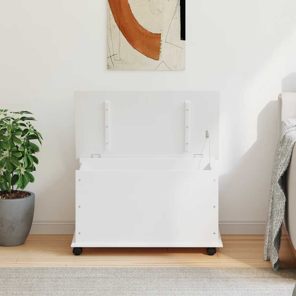 Storage Chest with Wheels ALTA White 73x39.5x43 cm Solid Wood Pine