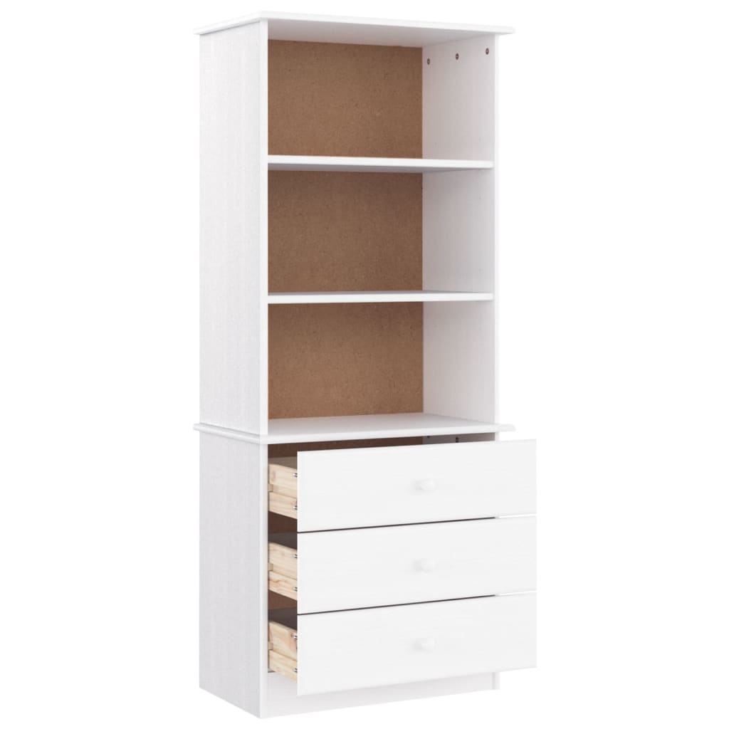Bookcase with Drawers ALTA White 60x35x142 cm Solid Wood Pine