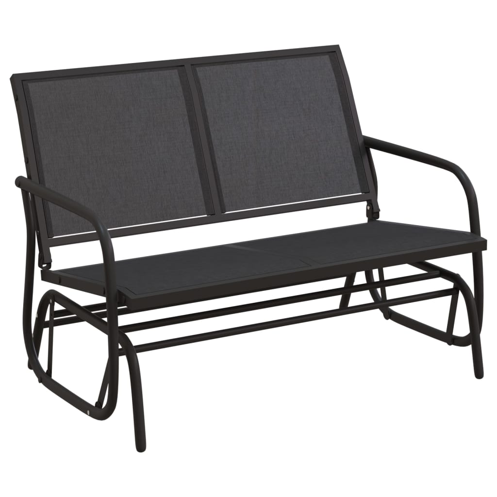 3 Piece Garden Glider Lounge Set Black Textilene and Steel