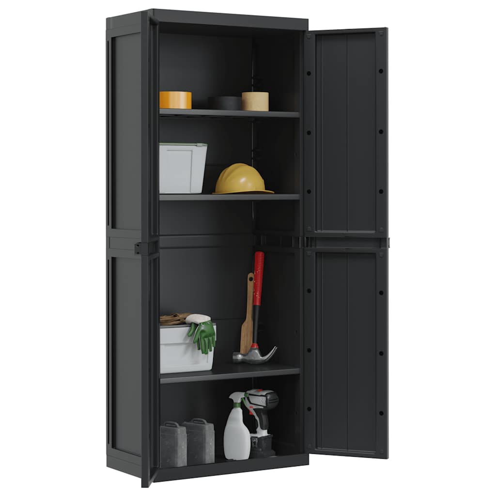 Outdoor Storage Cabinet Black 65x37x165 cm PP