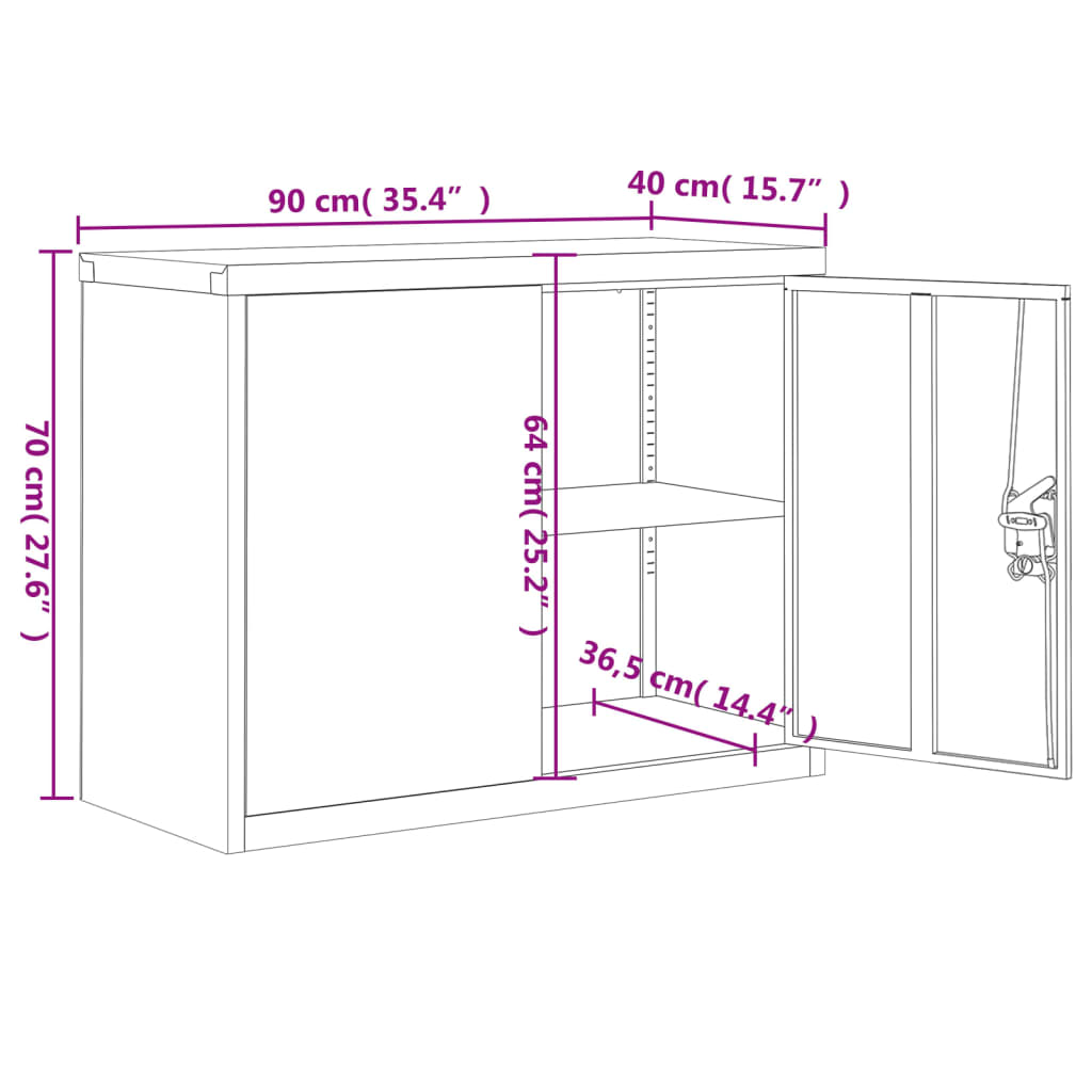 vidaXL File Cabinet Light Grey 90x40x70 cm Steel