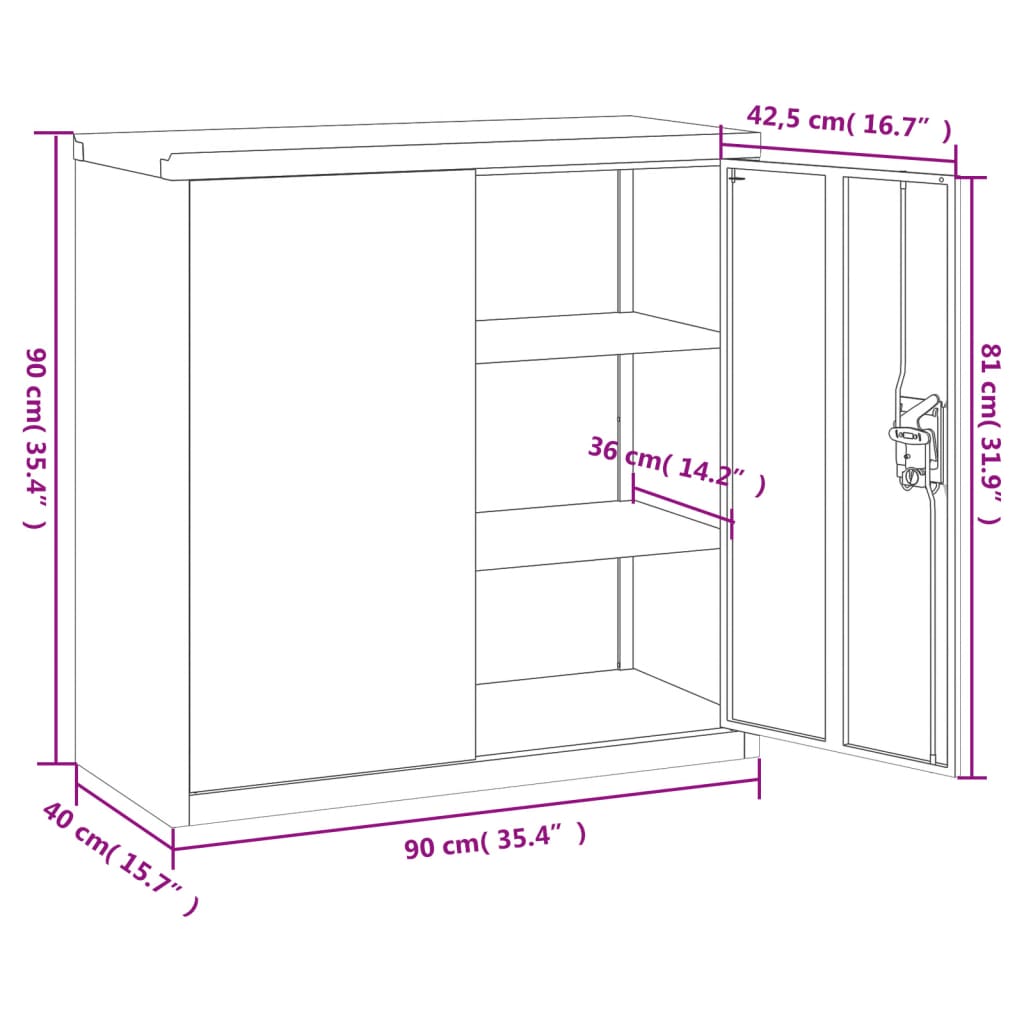 File Cabinet Anthracite 90x40x90 cm Steel