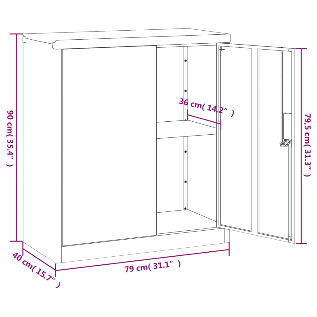 File Cabinet Light Grey 79x40x90 cm Steel