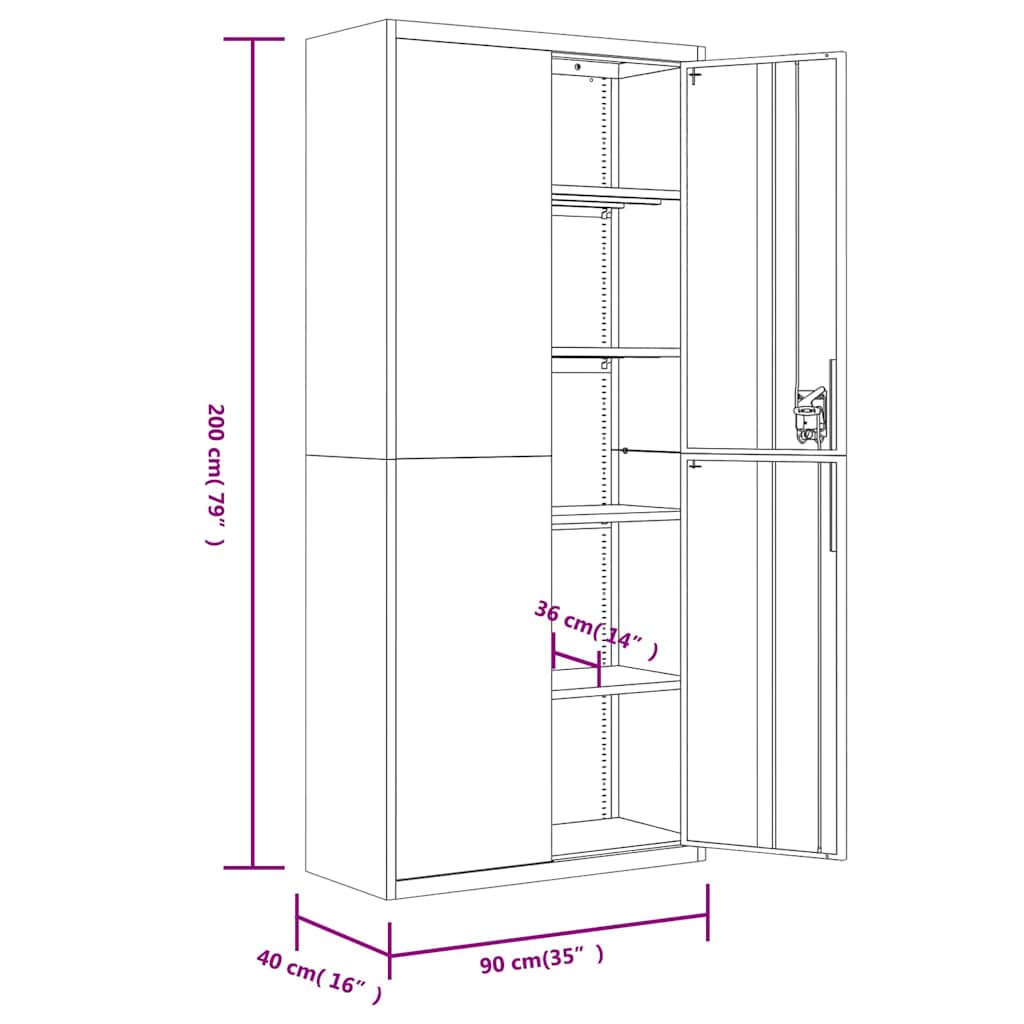 File Cabinet Anthracite 90x40x200 cm Steel