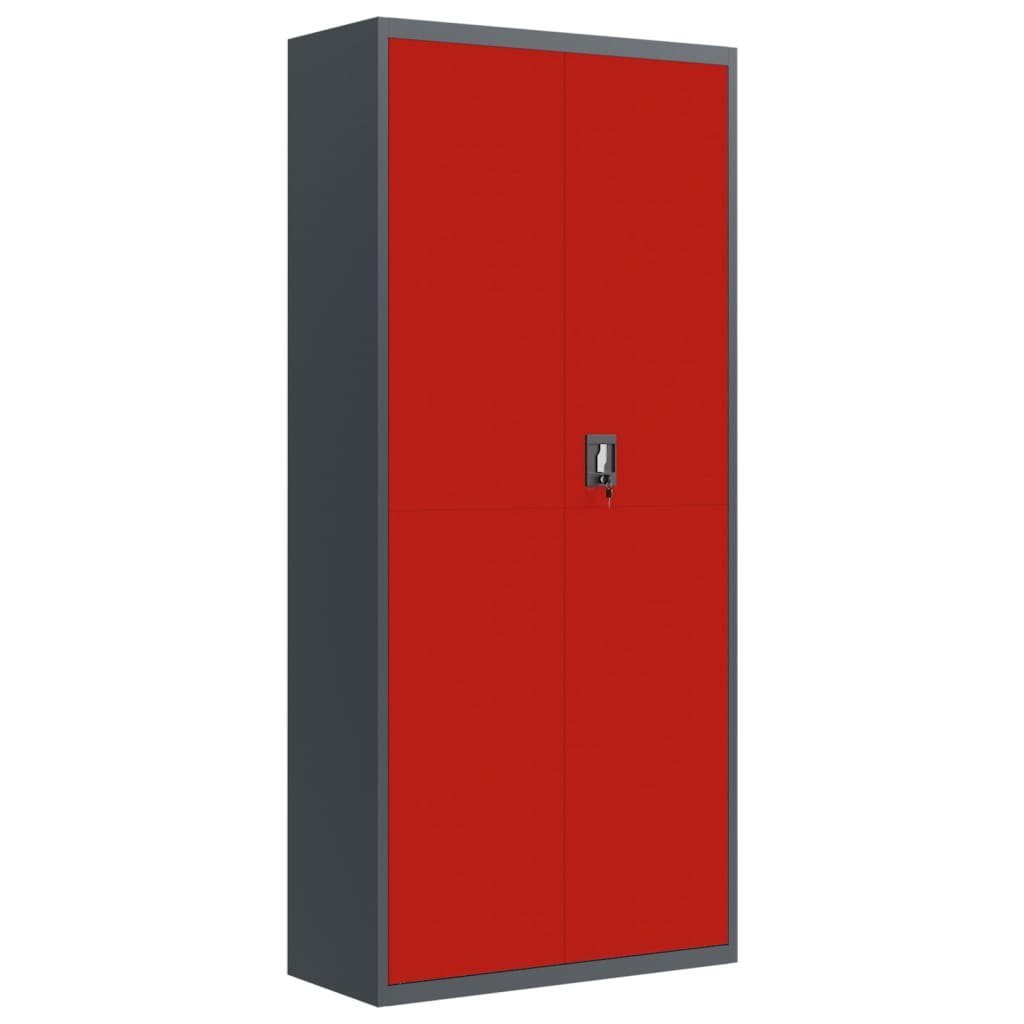 vidaXL File Cabinet Anthracite and Red 90x40x200 cm Steel