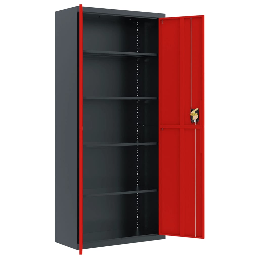 vidaXL File Cabinet Anthracite and Red 90x40x200 cm Steel